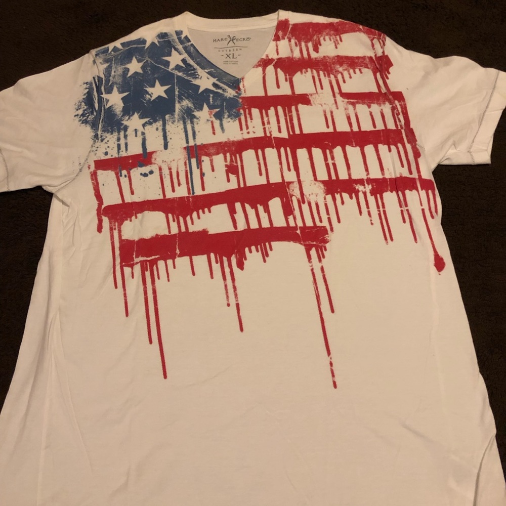 Vintage Marc Ecko drip American flag tee